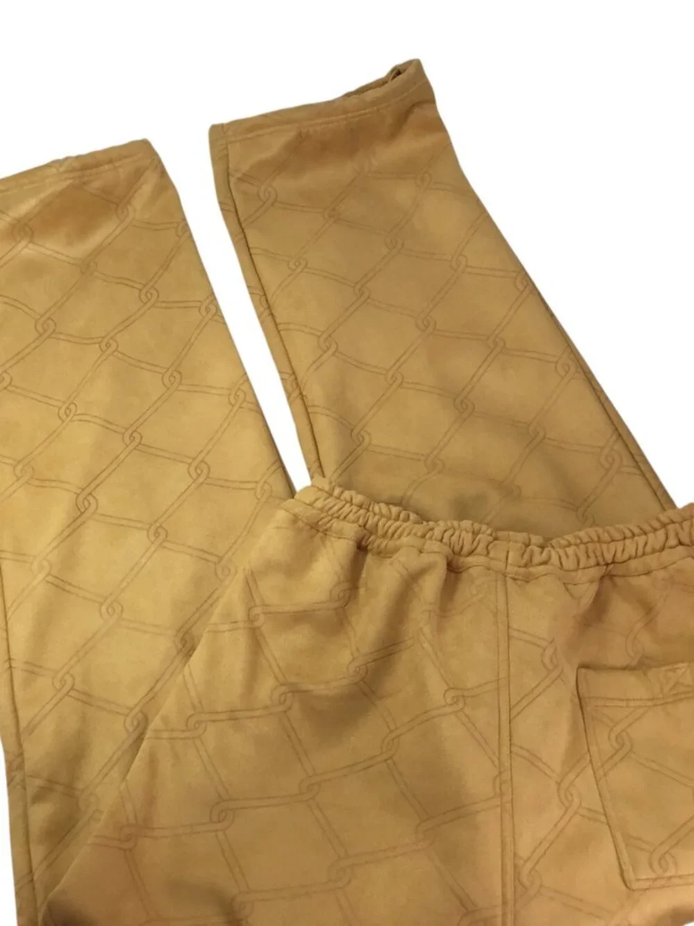 Vtg Godbody Denim NWT Banger Gold Velour Jogger Track Pants Quilted XL Embossed